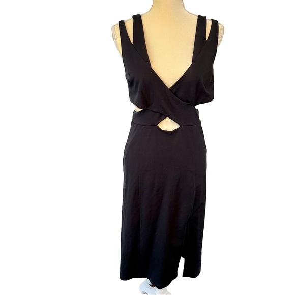 Anthropologie cutout black midi dress size small petite body con - Picture 3 of 12